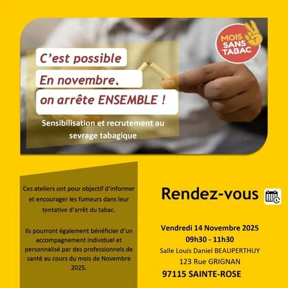 "Mois Sans Tabac" atelier de sensibilisation et de recrutement au sevrage du tabagique